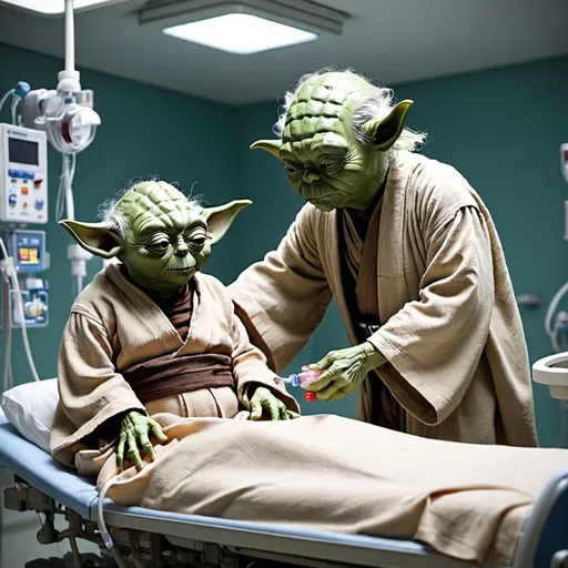 Prompt: Yoda treating a patient in ICU