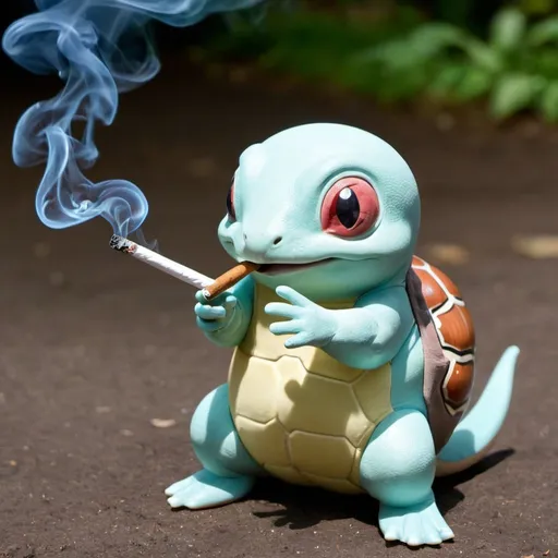 Prompt: an squirttle smoking