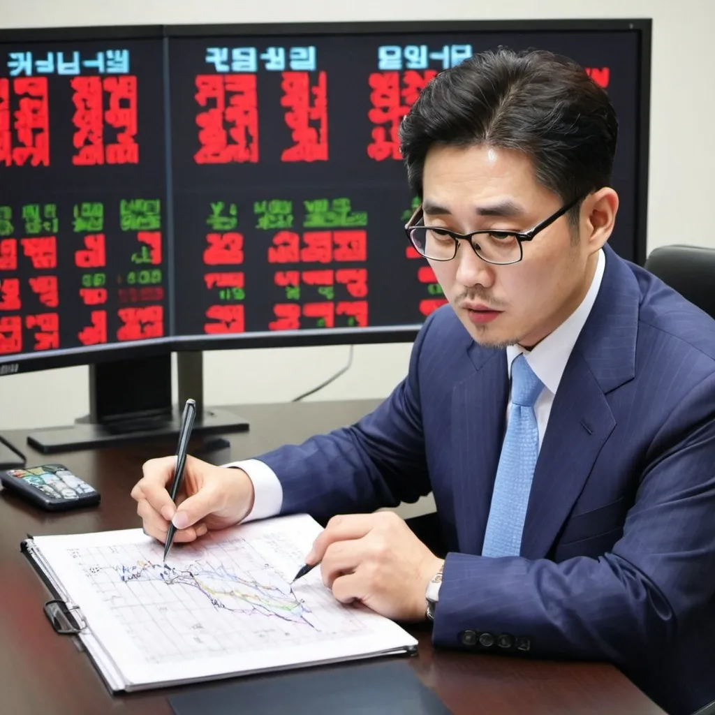 Prompt: please, drawing Korean stock market today