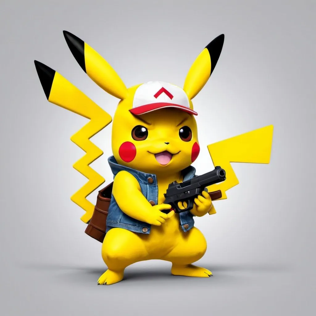 Prompt: pikachu with a gun
