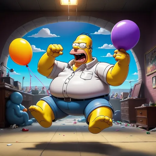 Prompt: Peter Griffin fighting Homer Simpson with a balloon animal