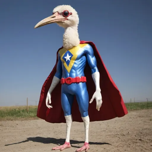 Prompt: ostritch-man superhero

