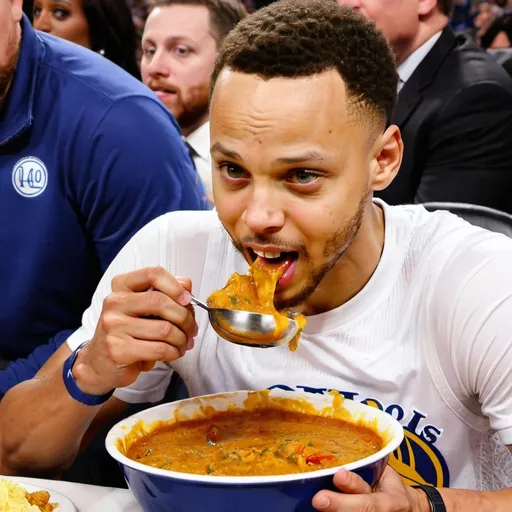 Prompt: Stephen curry eating curry