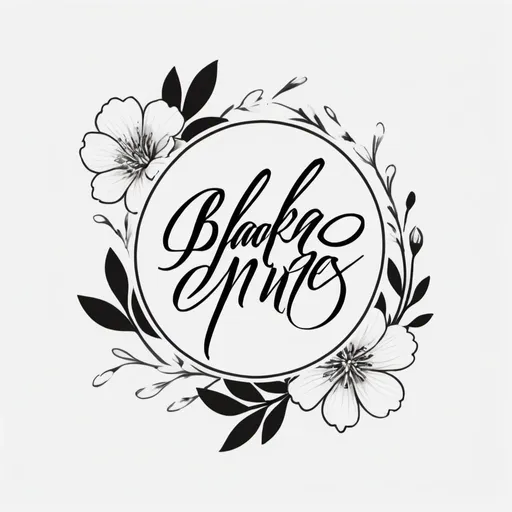 Prompt: Black and white calligraphy logo simple of Linnea flowers
