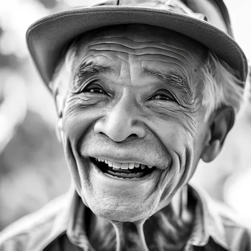 Prompt: 2D old man talking smiling
