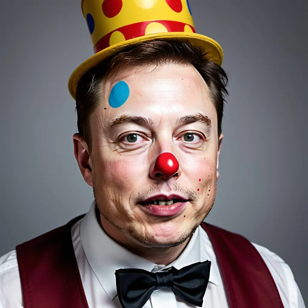 Prompt: create an image of Elon Musk as a clown.