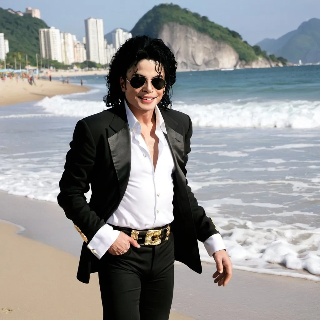 Prompt: Michael jackson na praia do rio de janeiro