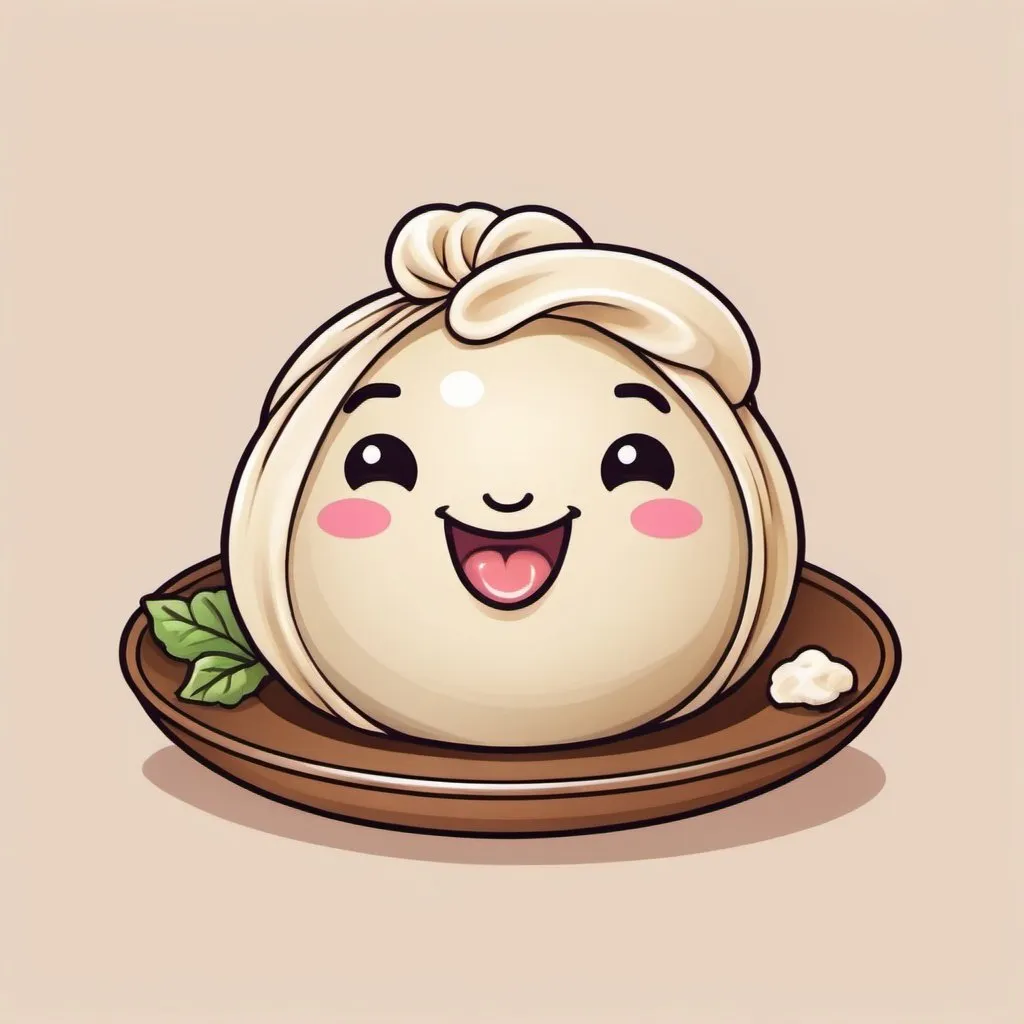 Prompt: logo for instagram account, for a food vlogger, cute dumpling character
 
