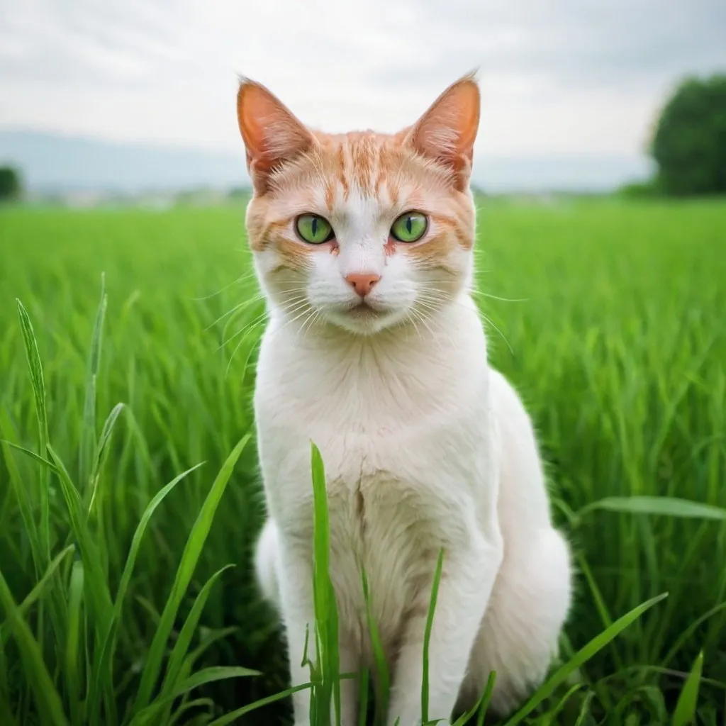 Prompt: A cat in green field 