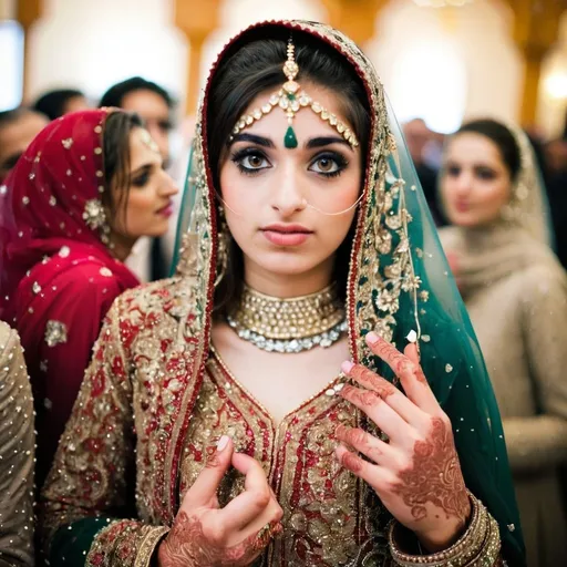 Prompt: A Pakistani girl on her wedding 