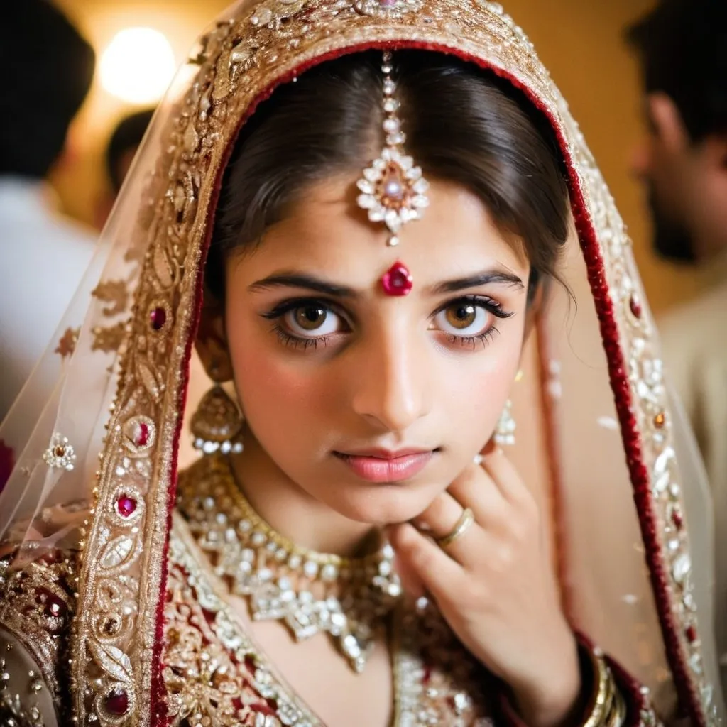 Prompt: A Pakistani girl on her wedding 