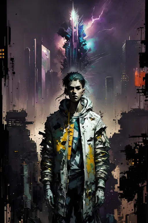 Prompt: cyberpunk city in the stars :: Core :: Lightning :: Kaleidoscope :: Masterpiece :: biomechanical :: muted brush stroke :: by Ruan Jia, by Travis Charest, by Yoji Shinkawa :: elaborate :: intricate :: hyper detailed :: 8k resolution :: a masterpiece :: concept art :: dynamic lighting :: Splash screen art :: deep colors 