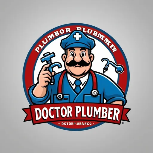 Prompt: A logo for a plumbing business that would be called "doctor plumber" like a plumber that heals pipe.