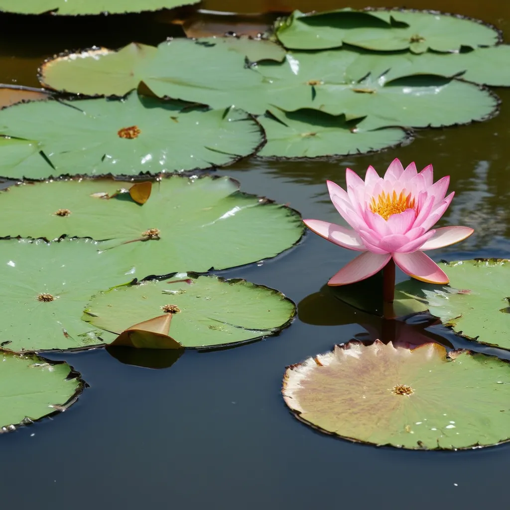 Prompt: flower lotus on the murky lake