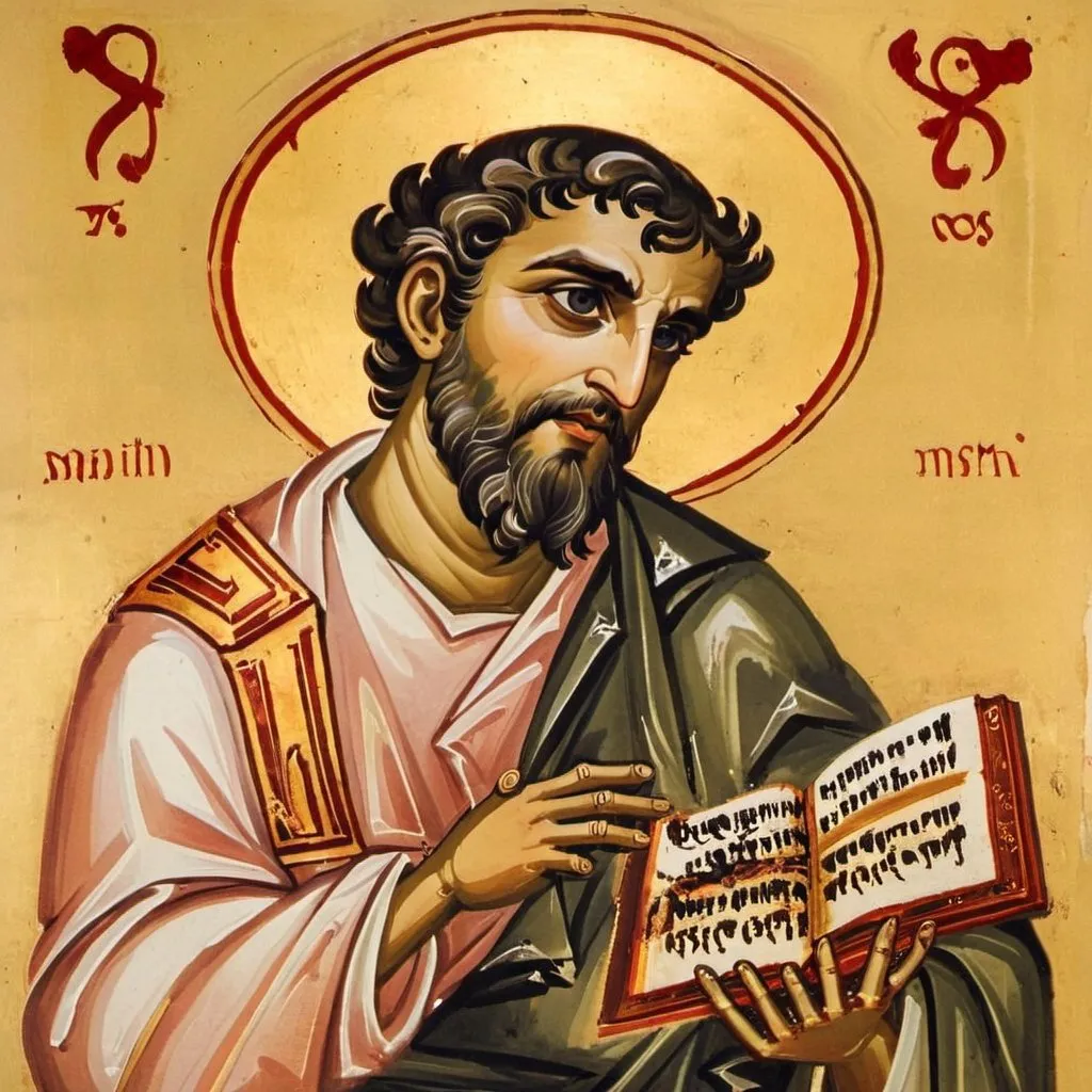 Prompt: St. Matthew portayed in the style of orthodox iconography 