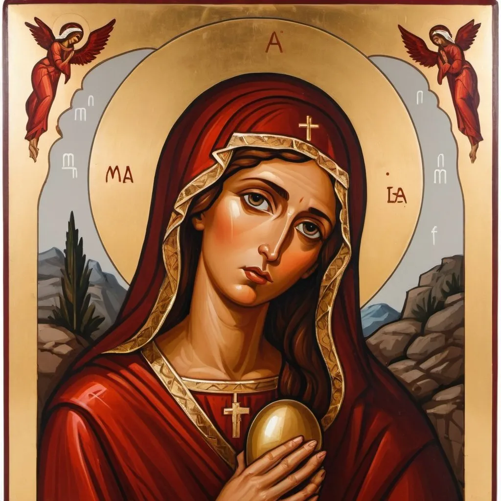 Prompt: Icon in the western style of Mary Magdala