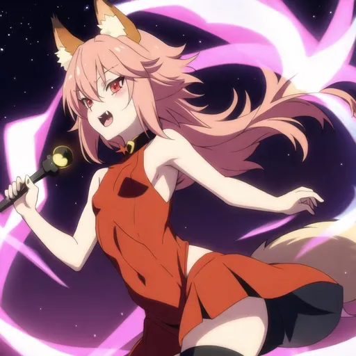 Prompt: cute anime fox demon femboy with horns 

