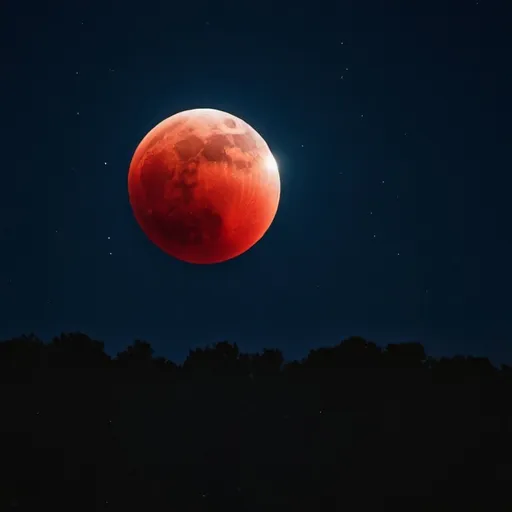 Prompt: night sky with a red super moon