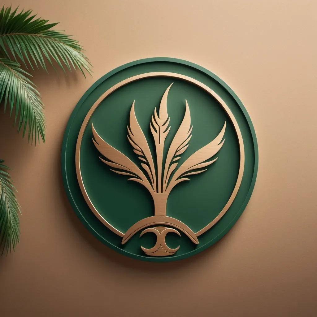 Prompt: An architect logo like a house with palm tree and small garuda inside