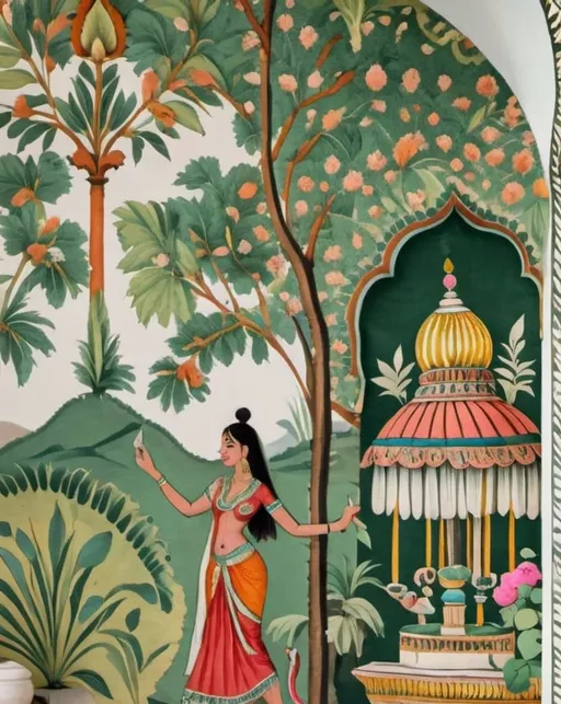 Prompt: ancient South asian wallpaper design