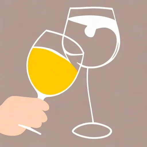 Prompt: a hand holding a glass of wine with a simple image designed as if you were about to drink the wine