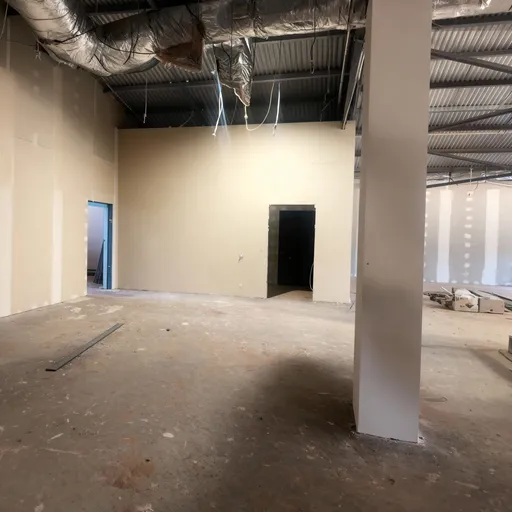 Prompt: Paint the walls of this room beige and add doors 