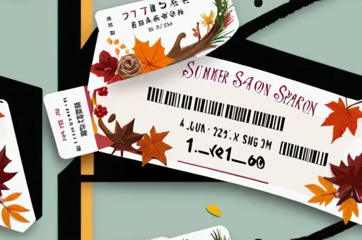 Prompt: Template ticket entrance with theme four season(summer , winter, autumn, spring) with CONCERT words and DATE 16 /11/2024 , TIME 1p.m. - 6p.m. and Venue loon sing restaurant.