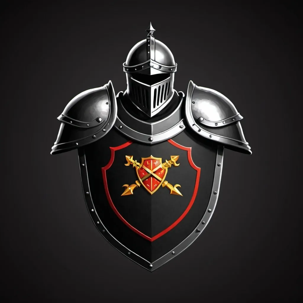 Prompt: Give me a dark 3d design of a knight armor for a tshirt  and put it in a creative good perspective compatible with a tshirt design , and i want a shield logo blow it this name "AURANION"