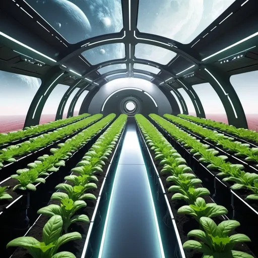 Prompt: futuristic space agriculture