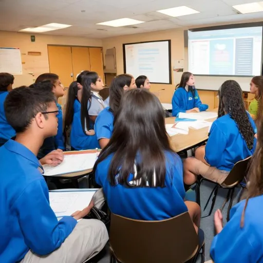 Prompt: High School Girls and boys of multiple ethnicities learning about careers in the nuclear energy industry