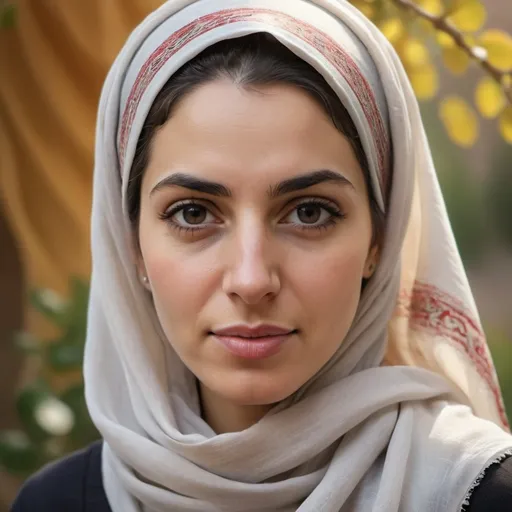 Prompt: photorealistic portrait, (Iranian woman), wearing a headscarf, age 35, soft facial features, warm and inviting expression, (natural light), serene background, subtle texture, high-quality composition, 4K detail, emphasizing cultural elegance and grace, enchanting atmosphere, focus on facial expression and the unique drape of the headscarf.
natural face and more far away