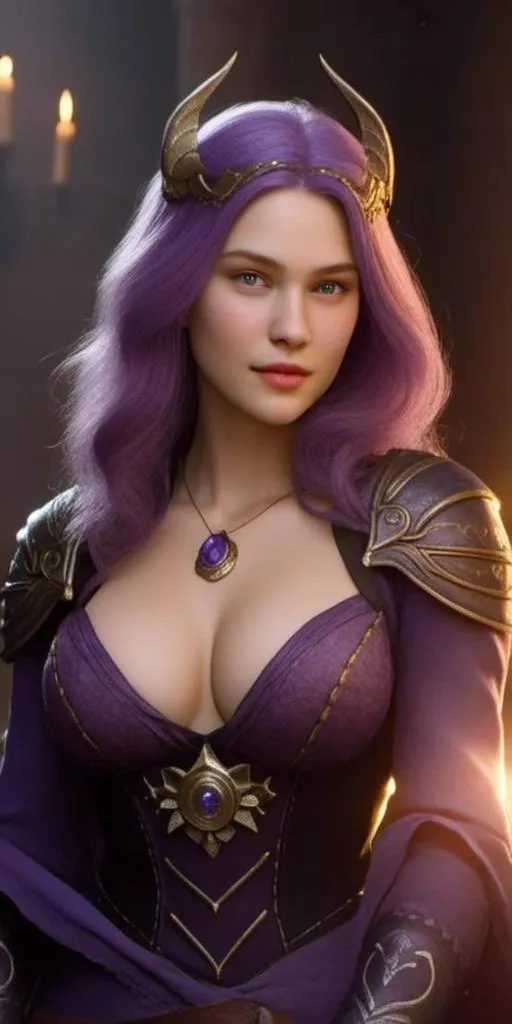 Prompt: <mymodel> A purple haired sorceress