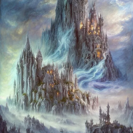 Prompt: Saruman the White in an illustration by Yoshitaka Amano, Daniel Merriam, fantasy art, yukito kishiro, a detailed painting, The Art of Yoshitaka Amano