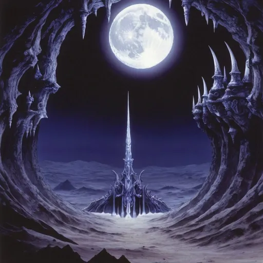 Prompt: Photo deep inside the Lunar Subterrane from Final Fantasy IV