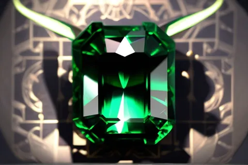 Prompt: Realistic, mox emerald, green, magic artifact