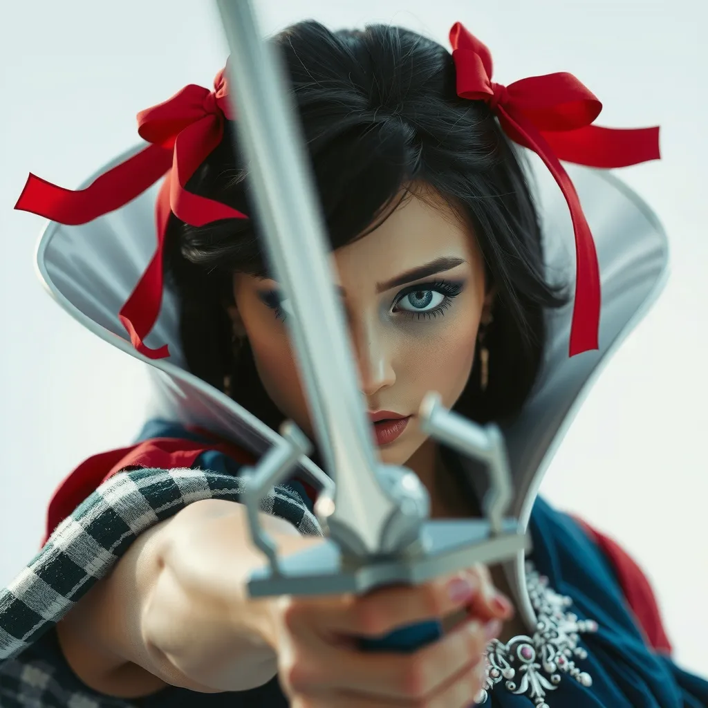 Prompt: Photorealistic, If Snow White was a live-action film directed by Zack Snyder, swords, guns, slo-mo, release the Snyder Cut, Heavy Metal magazine