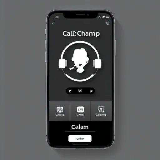 Prompt: I have created a web app for a call centre.  The call centre makes outbound calls.  The app has a black color navigation bar and a gray color main page.  I would like to create a logo image for the app that will be placed on a black background.  The name of the app is called CallChamp.  The logo should be gender neutral  Please give me a few options.