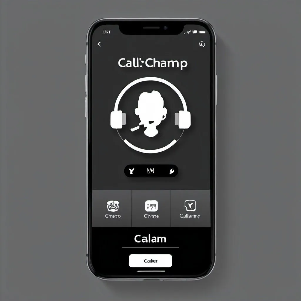 Prompt: I have created a web app for a call centre.  The call centre makes outbound calls.  The app has a black color navigation bar and a gray color main page.  I would like to create a logo image for the app that will be placed on a black background.  The name of the app is called CallChamp.  The logo should be gender neutral  Please give me a few options.