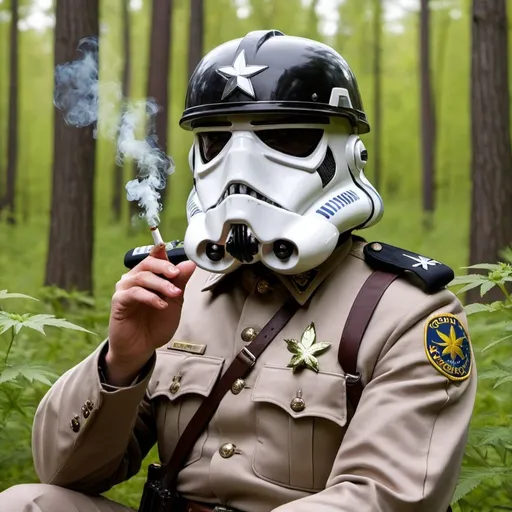 Prompt: trooper smoking weed in the courusant
