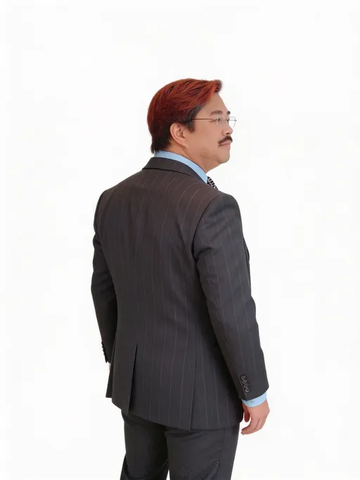 Prompt: The images Image1, Image2, Image3, Image4 represent the character. the character's clothing is Image5. 生成角色背面上半身视图。 需要包含角色完整的头部，保持自然站立姿势，双臂自然下垂。使用纯白色背景。确保上半身完整呈现，符合人体比例。