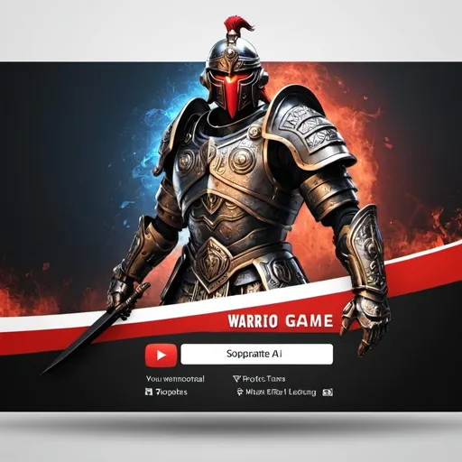 Prompt: create AI tech banner for youtube channel should belong to the warrior game 