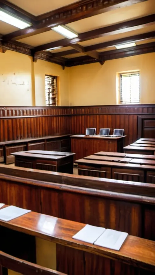 Prompt: An African Justice courtroom 