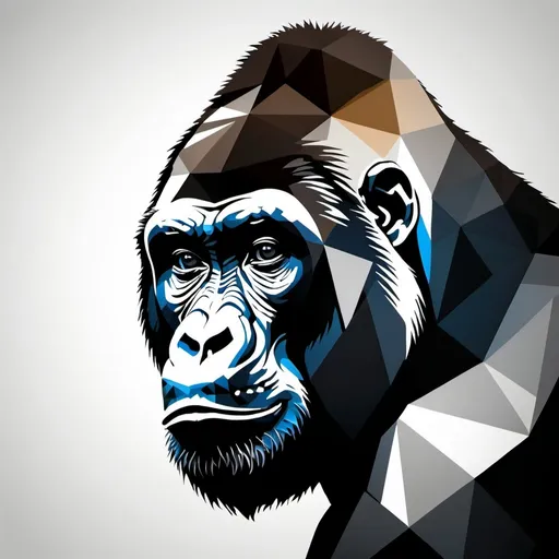 Prompt: Silverback silhouet in black and geometrische on a whita background