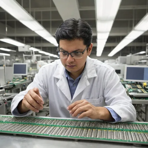 Prompt: An engineer in a chip factory