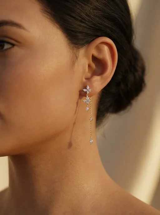 Prompt: Earrings sized on models hyper realistic jewellery luxury render
To use as AI assets 