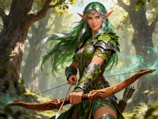 Prompt: A very beatiful homm 3 rampart Grand elf unit