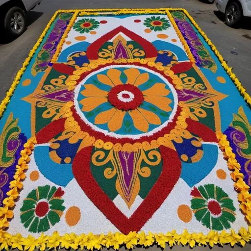 Prompt: Lambayok Festival Batangas decorations floor designs