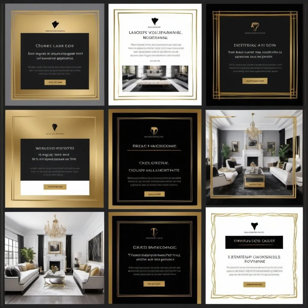 Prompt: create 10 similar backgrounds to be used for motivational quotes in a luxury real estate listing agent training guide using the colors black, grey, gold and white  