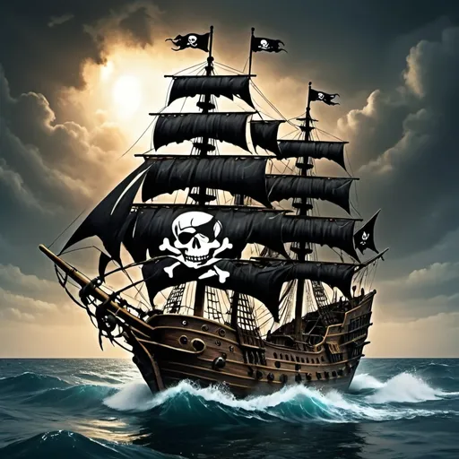 Prompt: A logo for YouTube channel ShipMusicCrew (SMC) the logo contains a pirate ship