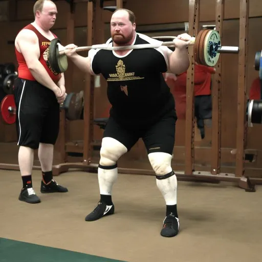 Prompt: Henry VIII powerlifting in gym